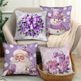 thumbnail image 2 of PEIBang 4Pcs Purple Christmas Throw Pillow Covers 18x18 Inch,Christmas Home Decor,Xmas Santa Snowman Decorative Pillowcase Cases for Couch Sofa Bed, 2 of 8