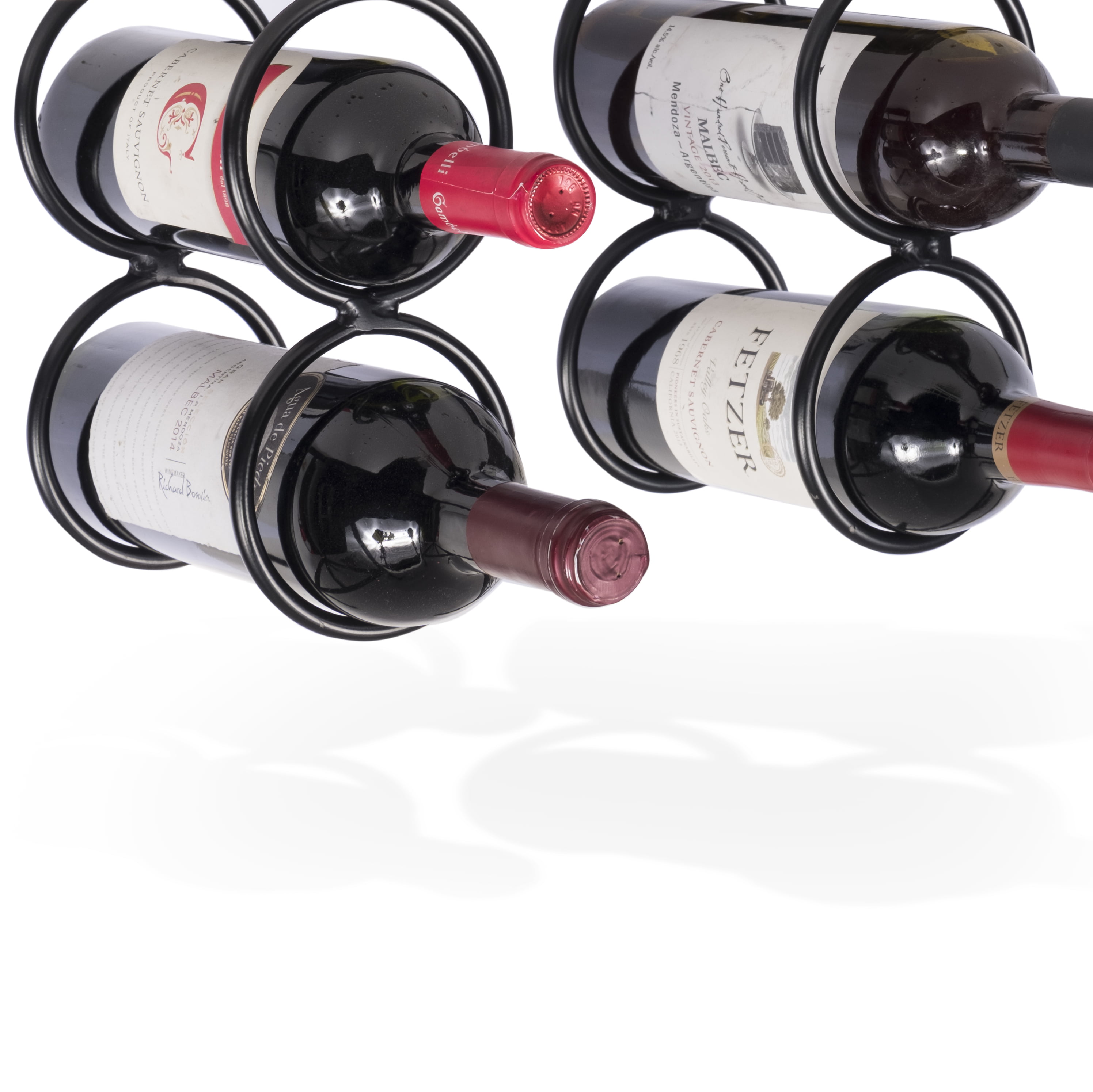 Wallniture Under Cabinet Durable Iron Wine Storage Rack for 6 Liquor Bottles Black
