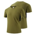 thumbnail image 3 of LYEAA Summer Men Shirts Short Sleeves Crew Neck Ice Silk Athletic Workout Loose Seamless Pullover T-shirts Solid Lightweight Cool Dry Training Casual Soft Comfortable Breathable Men's Tops Green L, 3 of 3