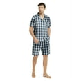 Vulcanodon Mens Cotton Pajama Short Set, Button Down Pajama Set for Men