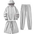 thumbnail image 3 of VBTAPA Sun Protection 3 Piece Sets for Men UPF 50+ Long Sleeve Hoodie Shorts Pants Set Zip Up Windbreaker Jacket Matching Set Outdoor Hiking Athletic Running Outfit Gray L, 3 of 6