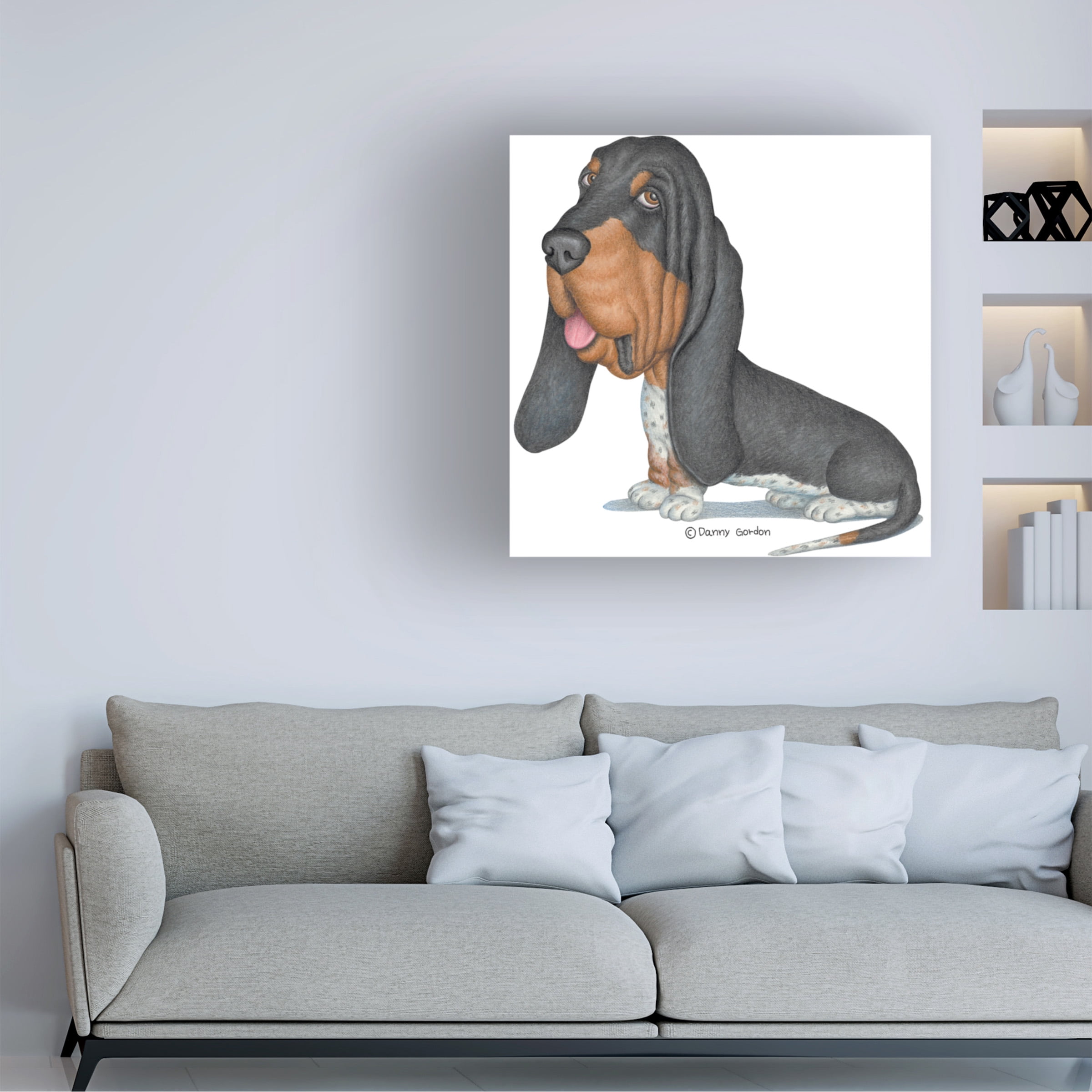 Danny Gordon Art 'Tri Color Basset Hound Sitting' Canvas Art