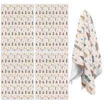 4 Pcs Funny Kitchen Towels,Beige Christmas Tree Pattern Microfiber Dish Towels,Kitchen Tea Towels,Kitchen Towel Set (18" X 26")