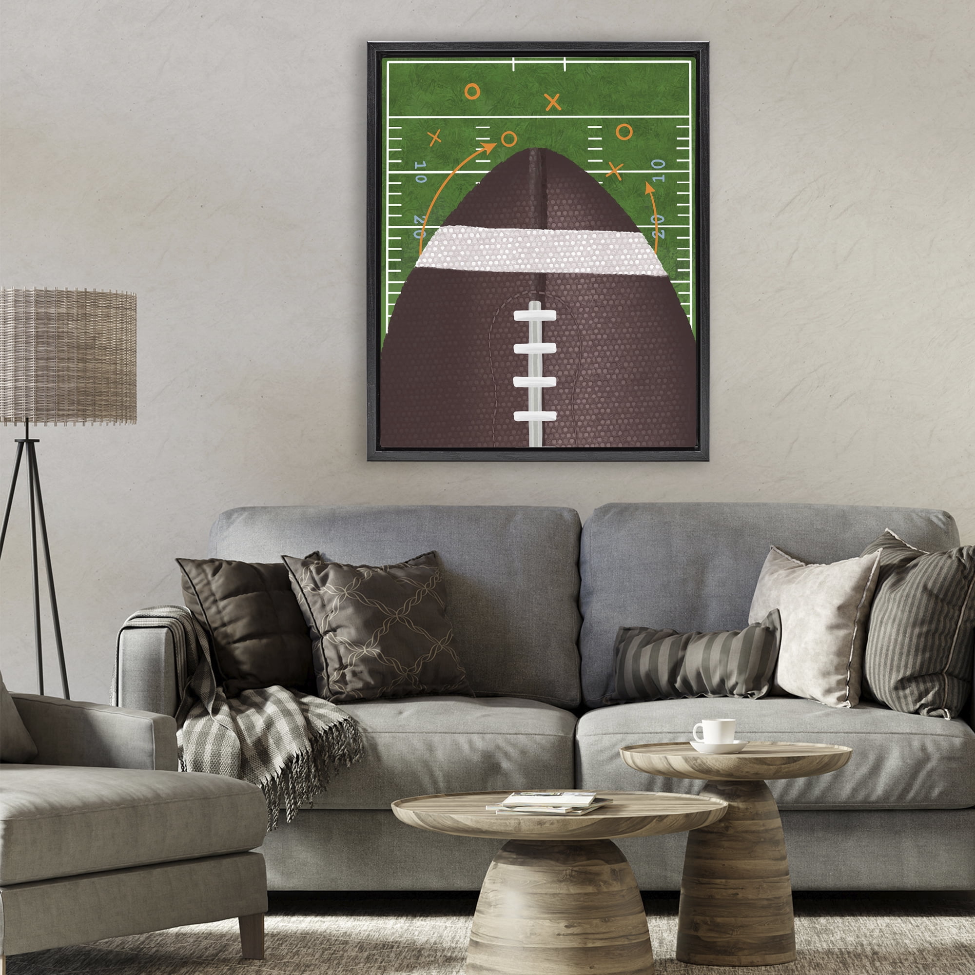 Stupell Industries Football Field Tactics Black Framed Floater Canvas Wall Art, design by Jennifer Stith