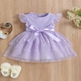 thumbnail image 2 of Toddler Girls Dress Sequins Stars Fly Sleeve Rib Knit Princess Dress, 2 of 8