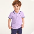 thumbnail image 2 of LUOGENLI Big Boys Shirts Size 14-16 Kids Boys Short Sleeve Casual Striped Shirt Button Closure Loose Fashion Comfortable & Soft Fabric Boys Shirts Size 6 Yellow Boys Shirts Purple 5-6 Years, 2 of 4
