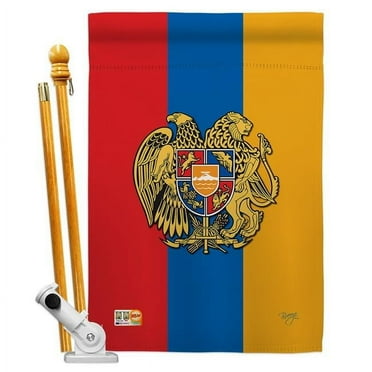 Breeze Decor BD-CY-HS-108195-IP-BO-D-US14-BD 28 x 40 in. Armenia Flags of the World Nationality Impressions Decorative Vertical Double Sided House Flag Set with Pole Bracket & Hardware