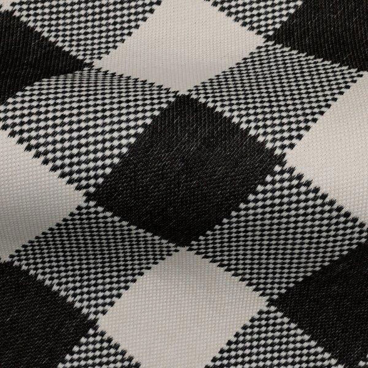 Better Homes & Gardens 2' x 3' Black & White Buffalo Plaid & Stripe Reversible Indoor/Outdoor Scatter Rug
