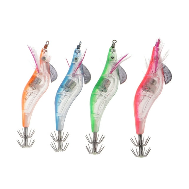 4x Luminous Tail Squid s Pesca Con Señuelo De Plástico Señuelos Para Manga / Calamar / Pulpo / Sepia DYNWAVEMX Señuelos de pesca Squid Jigs