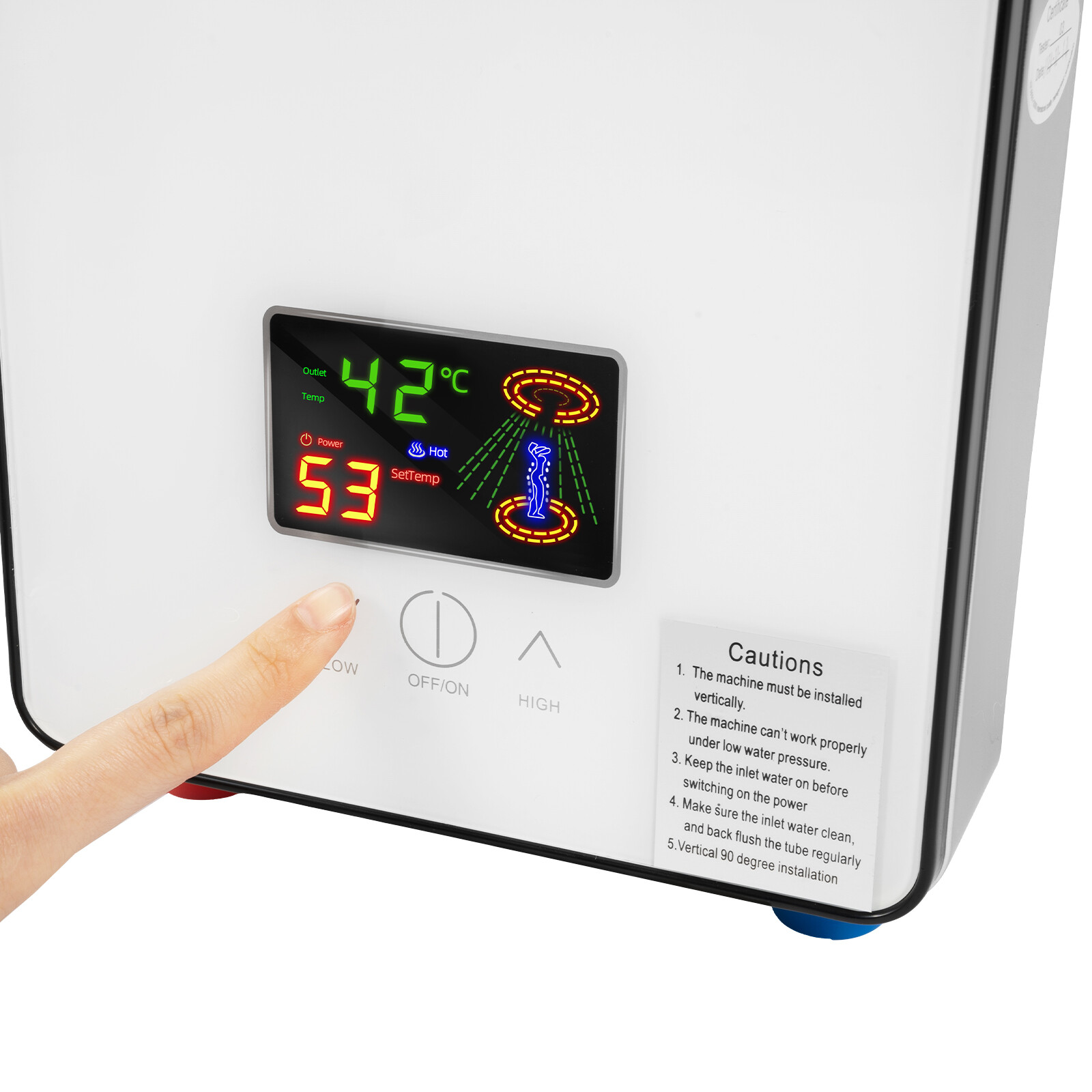 110V Whole House Electric Tankless Instant Water Heater With Shower Head 4500W 10.83*7.2*2.76 inch for Kitchens, Bathrooms, Restaurants, Hotels