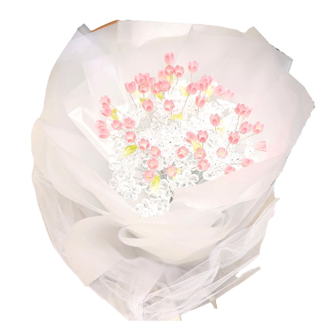 Bouquet De Tulipan Con Tira De Luz, Bricolaje Brillante Flores Artificiales Lámpara De Mesa De