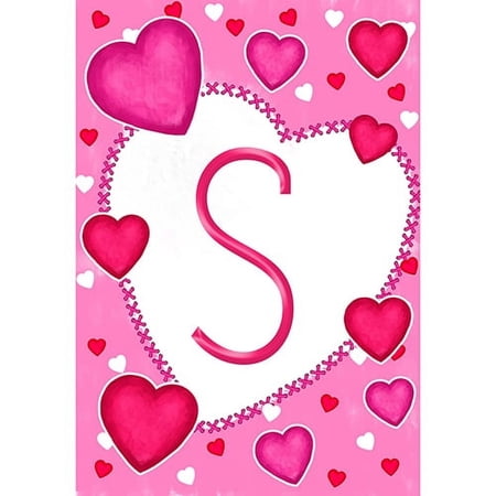 America Forever Flags Monogram Letter S Garden Flag - Happy Valentine's Day - 12.5 x 18 Inches, Holiday Love Hearts Valentine Flag, Seasonal Yard Outdoor Decorative Double Sided Flag