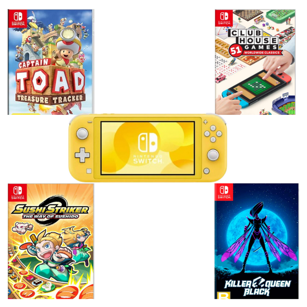 Nintendo Switch Lite Game Console with One Puzzle Game - Yellow (Refurbished)
