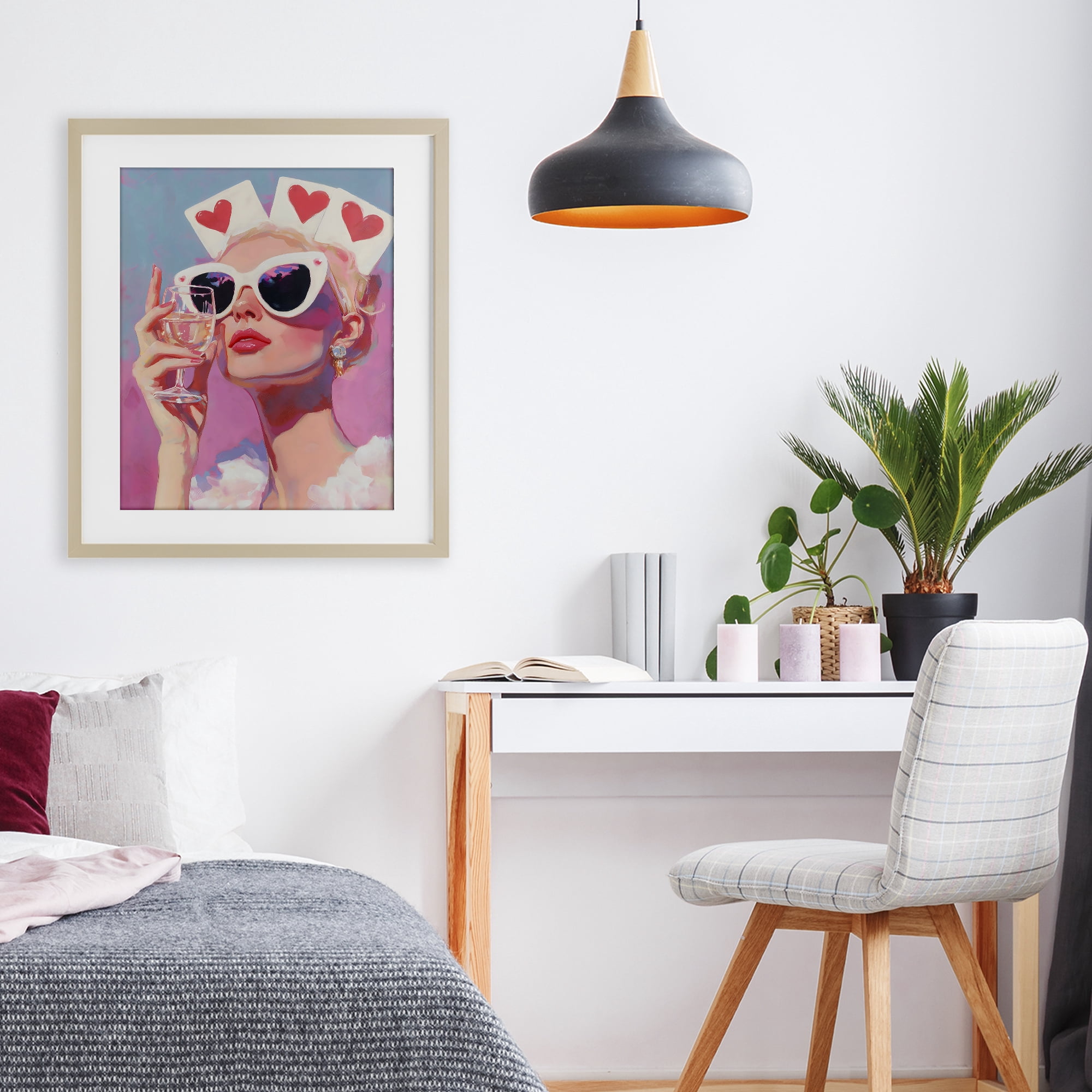 Stupell Industries Queen of Hearts Retro Glam Birch Framed Print Under Glass, design by The Prints Vibe