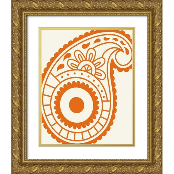 Robinson, Tamara 15x18 Gold Ornate Wood Framed with Double Matting Museum Art Print Titled - Paisley Feather VI
