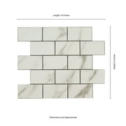Aldhurst Marbled Carrara Adhesive Backed 9.84 in. x 10.37 in. PVC Mosaic Tile