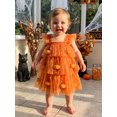 thumbnail image 6 of BemeyourBBs Toddler Baby Girl Halloween Dress Outfit Flying Sleeve 3D Pumpkin Ghost Decor Shinny Star Tutu Tulle Dress Little Girls Summer Fall Cake Smash Party Dress, 6 of 9