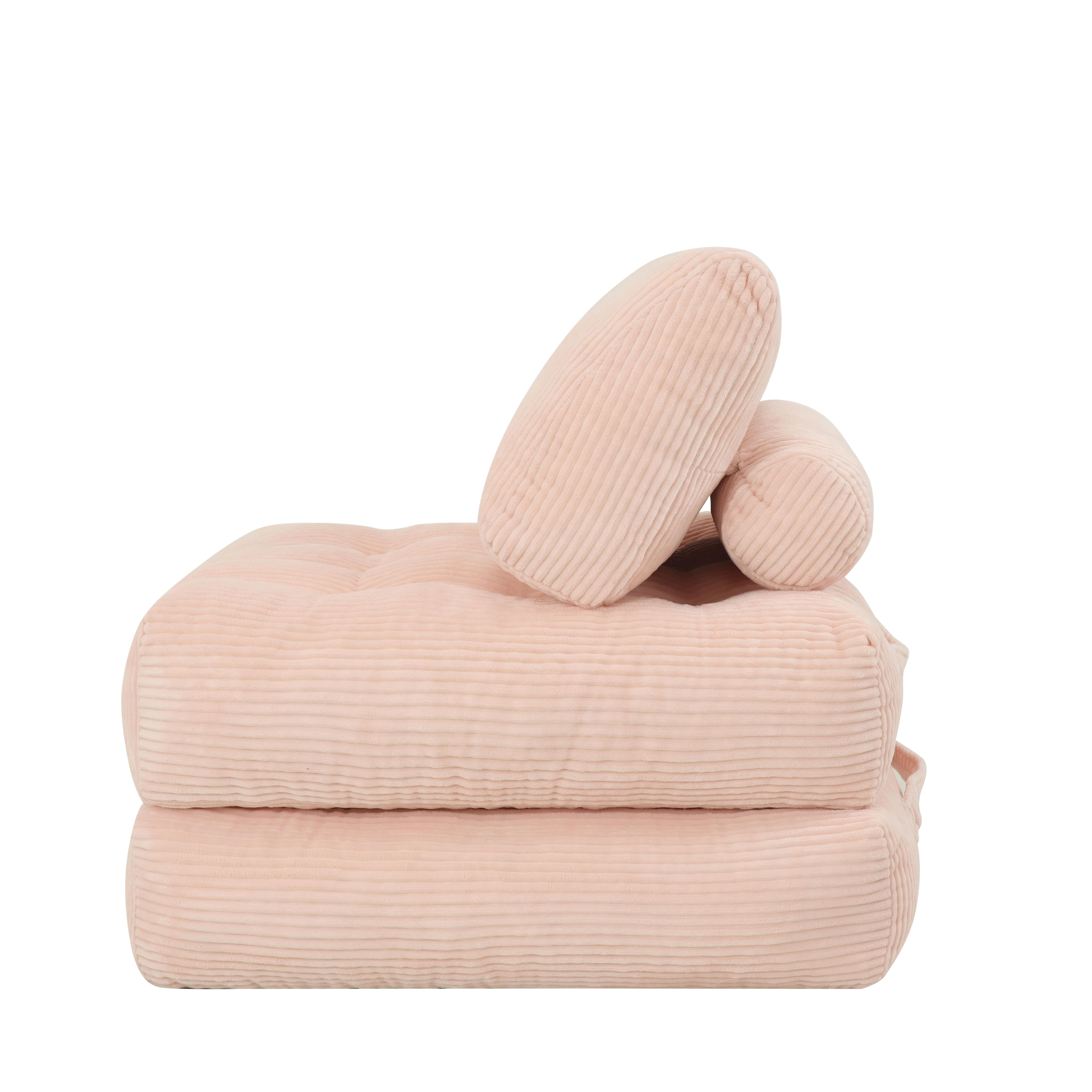 62.9"Corduroy Fabric Beanbag Couch for Living Room, Bedroom & Dorm, Cozy Fluffy Cloud Mini Couch