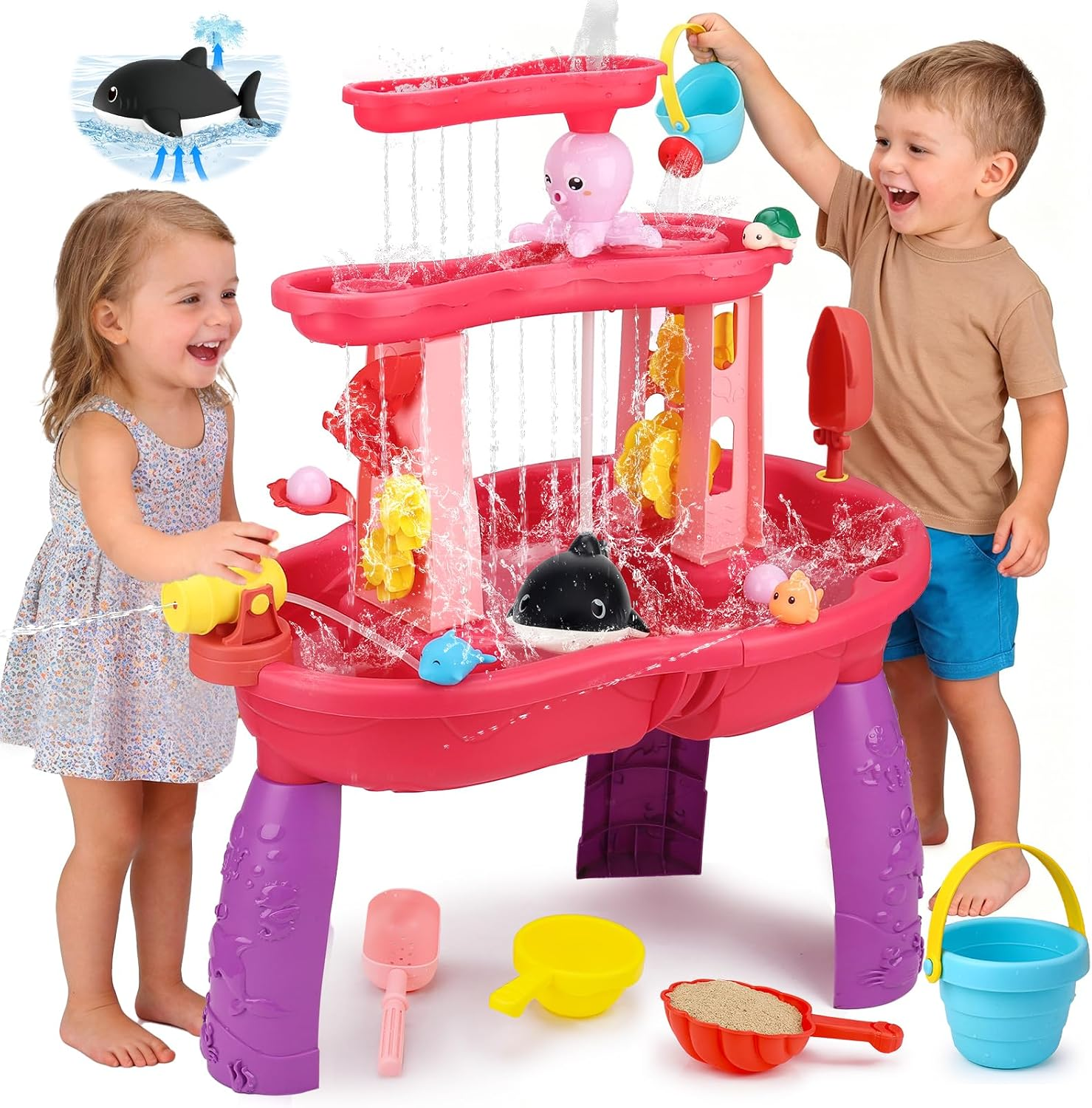 AquaPlay, Water Table Water Playset, Mountain Lake with 44 pcs