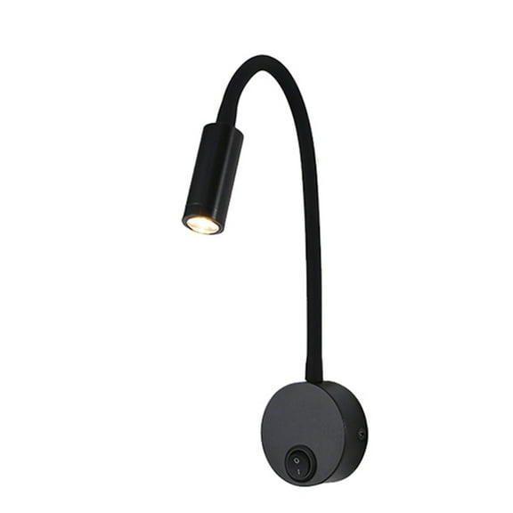 LED 3W Warm White 3000K Gooseneck Wall Lamp AC85-265V Wiring Type Bedside Lamp with Rotating Adjustable Spotlight A