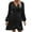 Black, variant on Kaemgyyd Women's Satin Silky Dress Soft Comfy Wrap V Neck Tie Waist Cocktail Dress Elegant Long Sleeve Solid Mini Short Dress
