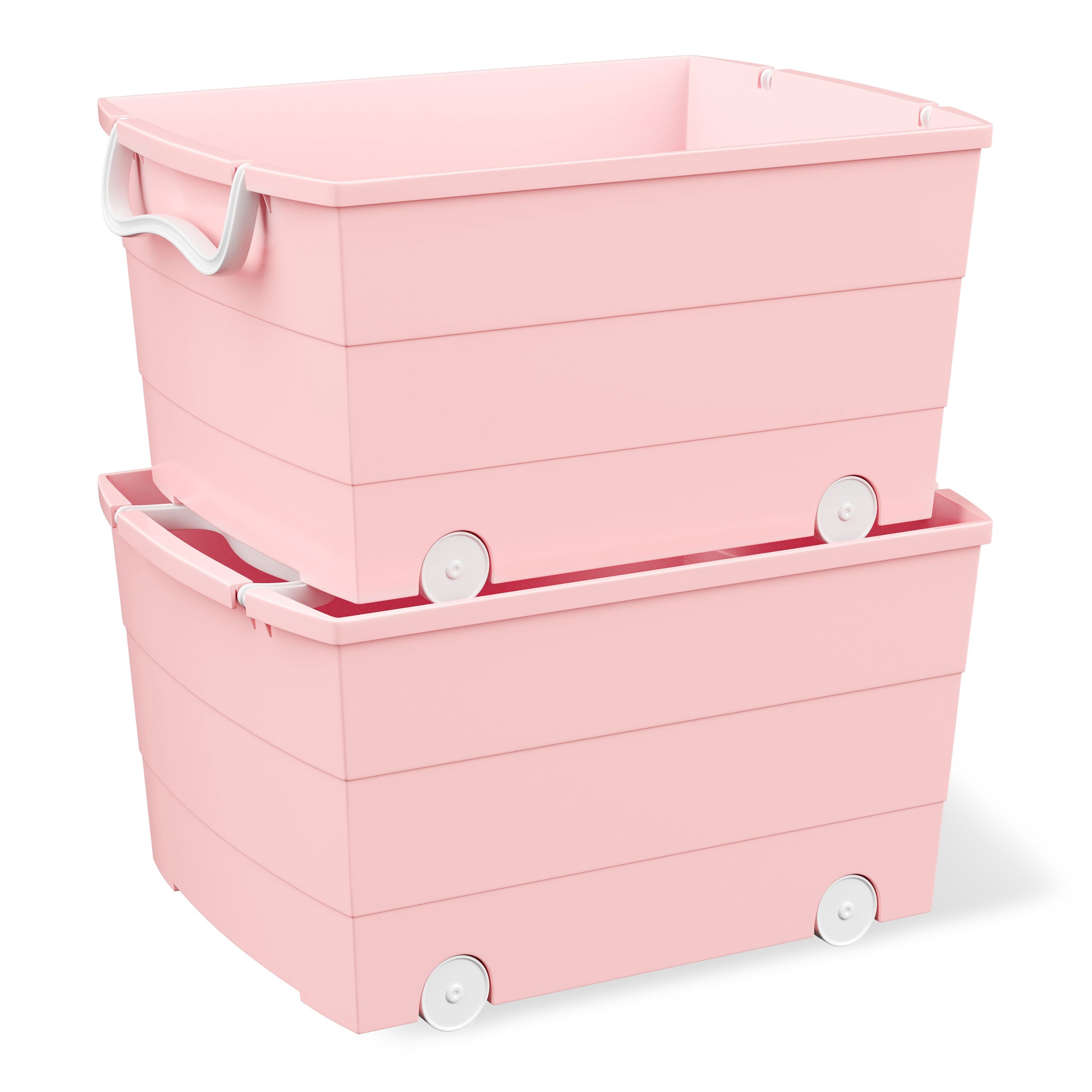 Mainstays Kids Large Pink Plastic Stackable Rolling Toy Storage