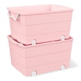thumbnail image 5 of Mainstays Kids Large Pink Plastic Stackable Rolling Toy Storage Basket with Handles, 5 of 7