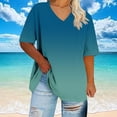 thumbnail image 5 of Plus Size Tops for Women Dressy Casual Short Sleeve Summer Shirts Oversized V Neck T Shirt Loose Fit Tunic Blouses Fashion Printed Graphic Tees Ropa Mujer Cancel Membership Returns Online Orders, 5 of 5