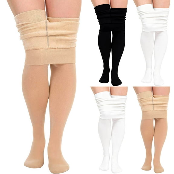 NAISIBABY Girls Fleece Lined Tights (1-14T), Stretchy High Waisted Winter Thermal Dance Stockings Footed Pantyhose Beige 3T