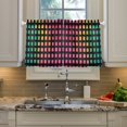 thumbnail image 2 of Yayeee Kitchen Curtains Light Filtering 27"x24" Rod Pocket Short Cafe Window Panel, Pink Block Pattern, 2 of 7