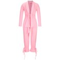 thumbnail image 4 of WXLWZYWL Womens Suits Blazer and Pants Long Sleeve Solid Suit Pants Casual Elegant Business Suit Sets Pink, 4 of 6