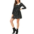 thumbnail image 5 of Allegra K Women's Contrast Peter Pan Collar Metallic Stars Long Sleeve Dress, 5 of 6