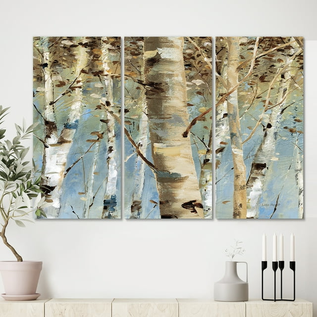 Designart - Bois de Bouleau Blanc II - Moderne Ferme Premium Toile Wall Art