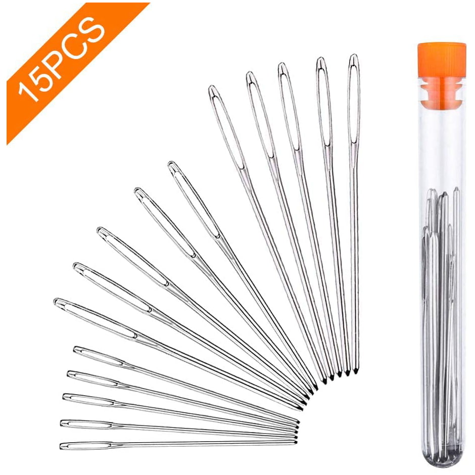 9x Large-eye Blunt Needles Steel Yarn Knitting Needles Sewing E2X5 For Hand Y1D7 
