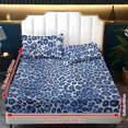 thumbnail image 2 of Xixirimido Blue Leopard Print Sheet Set Breathable Fitted Bottom Sheet Soft Wrinkle-Resistant Durable Bedding Set with Deep Pockets for Home Decor, King Size, 2 of 5