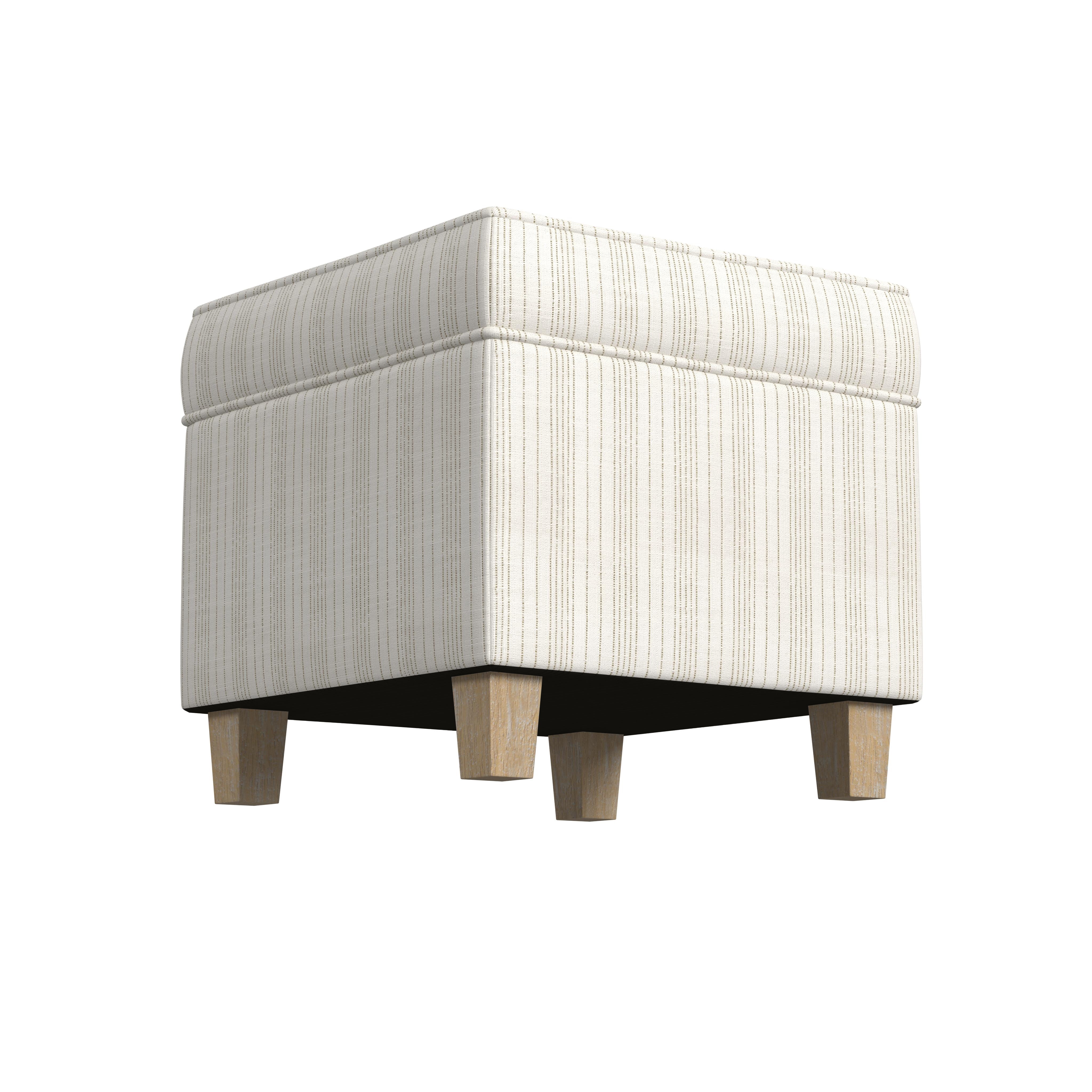 HomePop Square Storage Ottoman, Marigold Pinstripe
