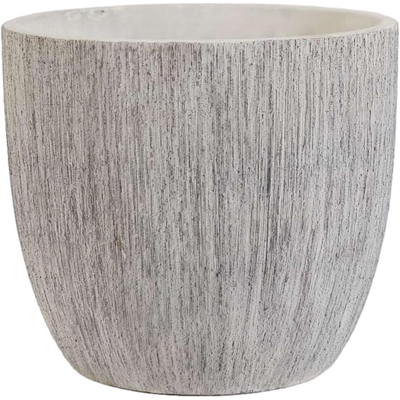 Olly & Rose Madrid 25cm Ceramic Plant Pot - Grey White - Brushed - Large Plant Pots Outdoor and Indoor - Grey Planters - Flower Pots