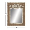 thumbnail image 4 of DecMode 33" x 43" Brown Vintage Inspired Acanthus Scroll Floral Wall Mirror with Distressed Cream Accents, 4 of 18
