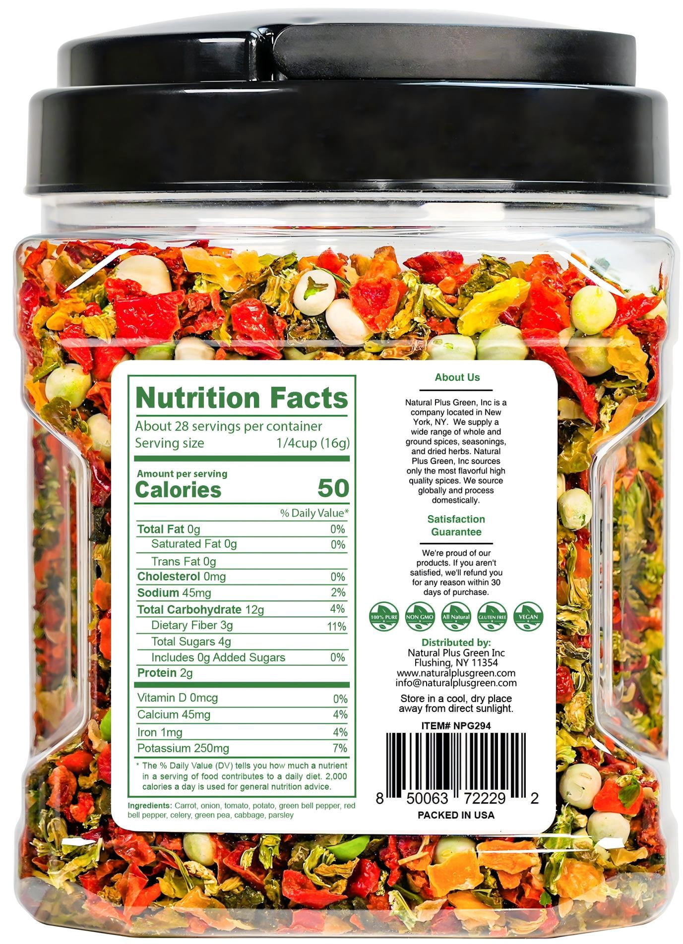 NPG Dried Vegetable Mix 16 oz (1 LB), Dehydrated Veggies for Soup, Ramen, Stir Fry & Cooking, Carrots, Onions, Tomatoes, Potatoes, Bell Peppers, Celery, Peas, Cabbage & Parsley