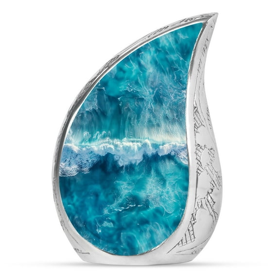 Light Blue Ocean Waves Mini Urn For Ashes For Women -Decorative Burial Urns For Human Ashes Male - 3 Inch 1 Pcs