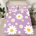 thumbnail image 2 of Feelyou Fashion Floral Flower Bed Sheets for Kids, Farmhouse Groovy Daisy King Sheets, Dreamy Cartoon Purple Sheet Set, Super Cozy Room Decor, 4pcs, 2 of 7