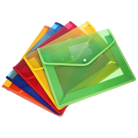 Zoyueyie 5pcs A4 Polypropylene Document Folder Clear Document Envelope Folder with Snap Button