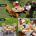 thumbnail image 4 of Abstract Round Tablecloth for 45-54 Inch Tables, Fitted Table Cover with Elastic Edge, Modern Geometric Vintage Circle European Waterproof Outdoor Table Cloth Protector for Patio Garden Dinner Picnic, 4 of 9