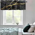 thumbnail image 6 of Valance Curtains for Windows Black Marble Kitchen Curtians Window Treatment Golden Ripple Topper Curtain Rod Pocket Valances for Kitchen Bathroom Living Room 54x18in, 6 of 9