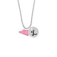 thumbnail image 2 of Delight Jewelry Acrylic 3/4" Hot Pink Cheer Megaphone Silvertone Script Initial Disc - L - Charm Necklace, 20"+3", 2 of 4