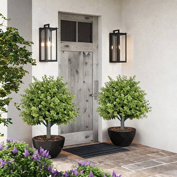 Artificial Eucalyptus Topiary Tree - Faux Greenery Stake for Outdoor Patio & Garden Landscaping