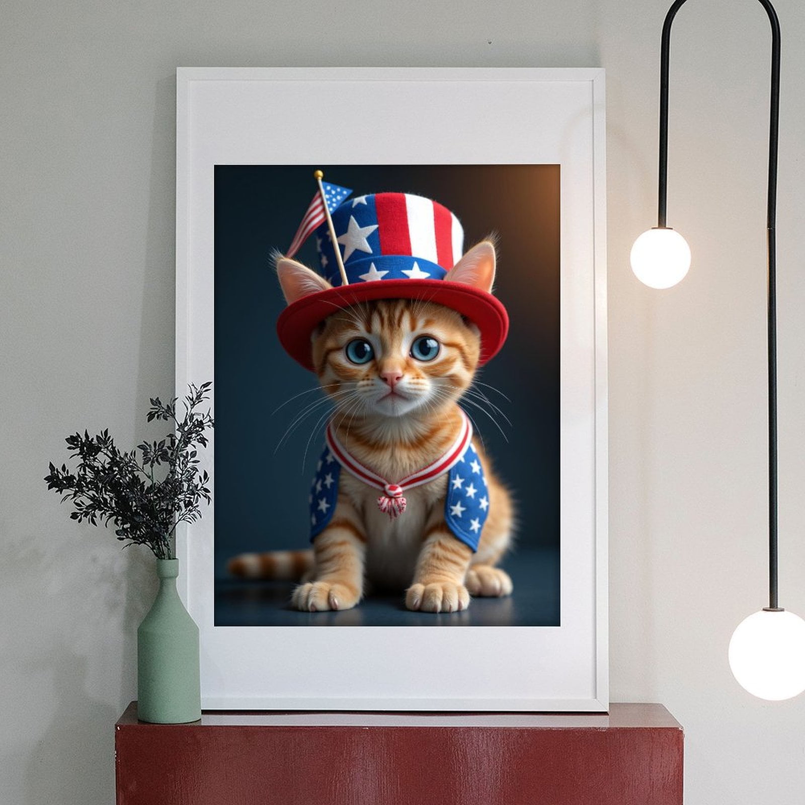 Diamond Art Kit for Adults, Patriotic Kitten Festive Outfit Diamond Painting for Adults Beginners, 5D DIY Diamond Art Painting Kits, Colorful Diamond Painting Craft for Home Decor 12x16