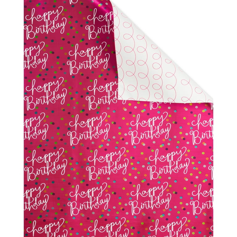 Pink Floral Metallic Wrapping Paper, 17.5 sq. ft. - Wrapping Paper