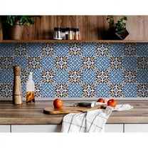 HomeRoots 400174 7 x 7 in. Blue White Golden Peel & Stick Tiles