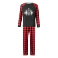 thumbnail image 2 of Family Matching Christmas Pajamas, Elk Letter Print Long-Sleeved O-Neck Tops + Plaid Pattern Trousers, 2 of 10